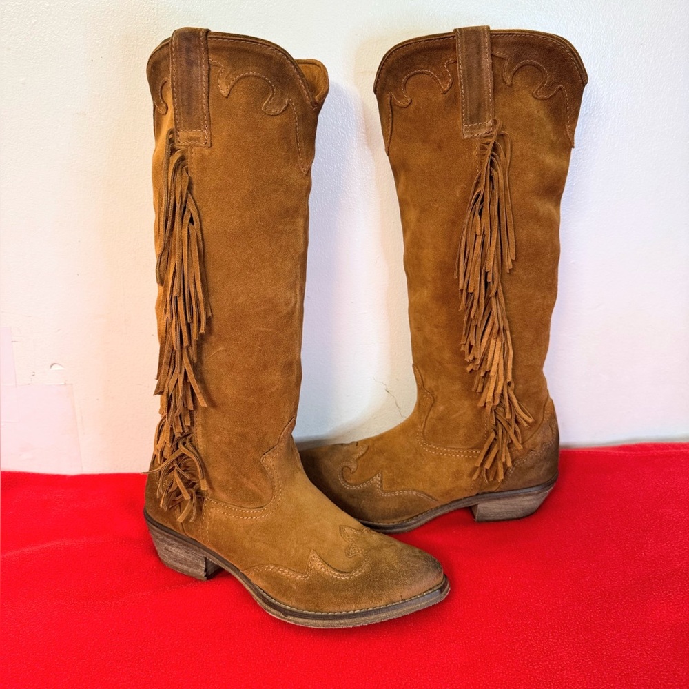 Vero Cuoio Italy Made Riding Western Tall Knee High Suede Leather boots Size 40